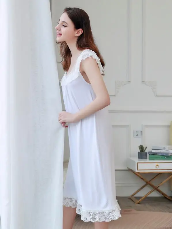 Летнее платье для сна родителей и детей белая кружевная хлопковая Ночная рубашка