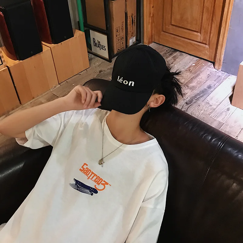 

2021 Summer chic boys five-sleeve T-shirt Korean version of the trend handsome loose-sleeve t-shirt men's half-sleeve clothes