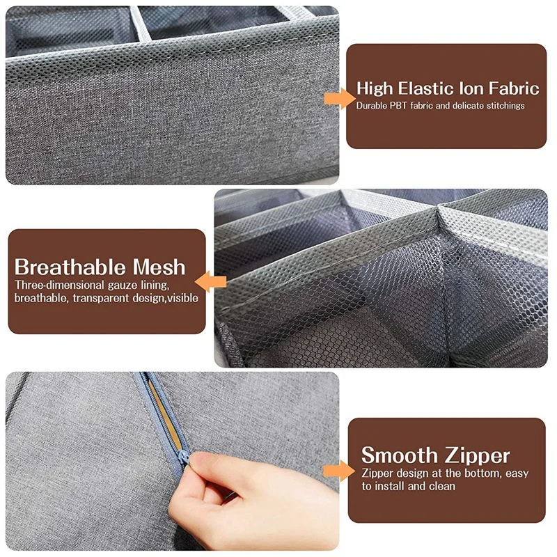 

Underwear Drawer Organizer 4 Pack Sock Organizer Closet Organizers and Storage Boxes Grey