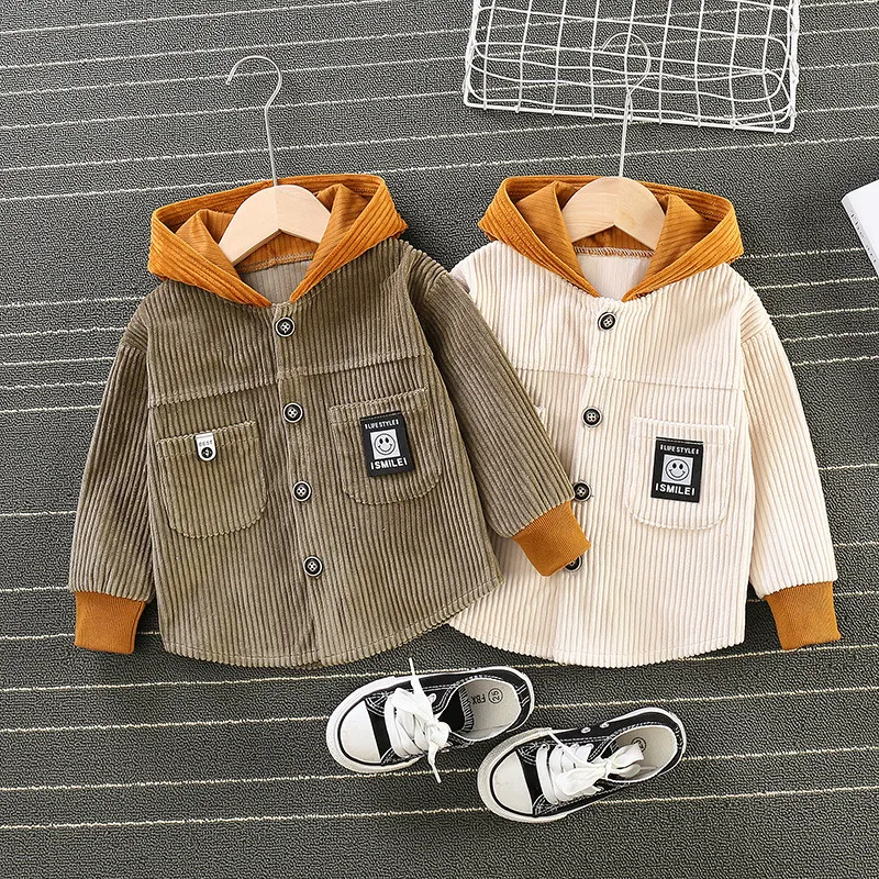 

2021 NEW Spring Autumn Baby Clothes Corduroy Blouse Kid Hoodies Tops Boys Girls Cotton Leisure Sport Hooded Sweatshirts Infant