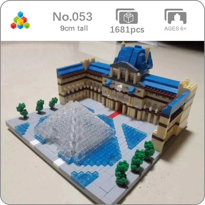 YZ 054 всемирно известная архитектура Парижский Лувр 3D модель мини алмазное здание маленькие блоки кирпичи игрушка для детей без коробки