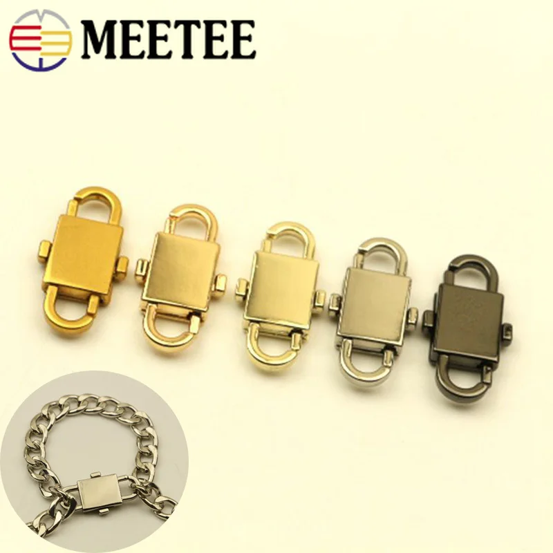 Meetee 2/5 шт., 12X32 мм Металлические цепи пряжки для регулировки сумки цепи Изменение Длина крюк DIY брелок повесить оснастки пряжкой аксессуар BF458