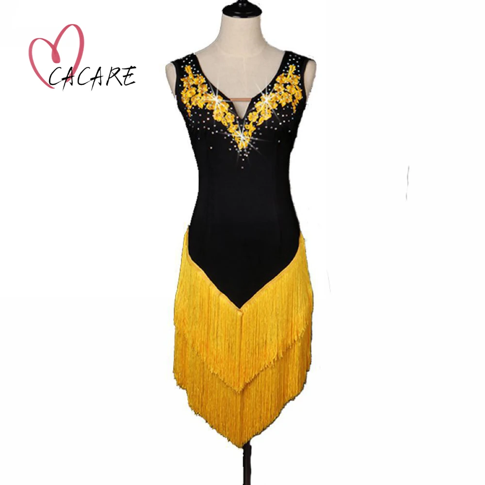 Женское платье с бахромой для латиноамериканских танцев соревнований сальсы