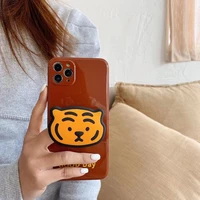 korea caramel tiger stand holder phone case for iphone13 12 11pro max xs xr 78plus imd glossy cover body shell protection