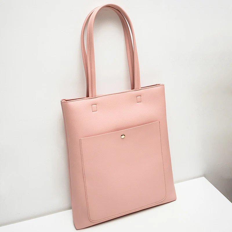 

Simple Stylish Lady Leather Tote Bag School Book Bag Outdoor Shopping Bag Female Handbag Shoulder Bag