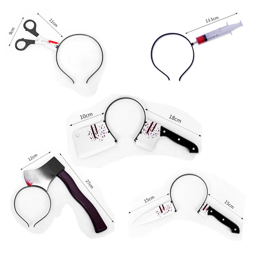 

5pcs mixed Horror Halloween Headband Scary Knife axe headband for Halloween party decorations head decors zombie cosplay Props