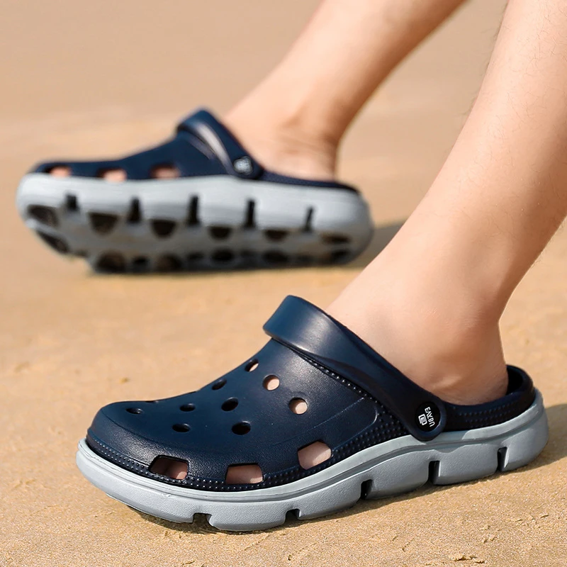 Мужские Вьетнамки Шлепанцы Сезон лето Unsix Черные легкие пляжные сандалии сабо