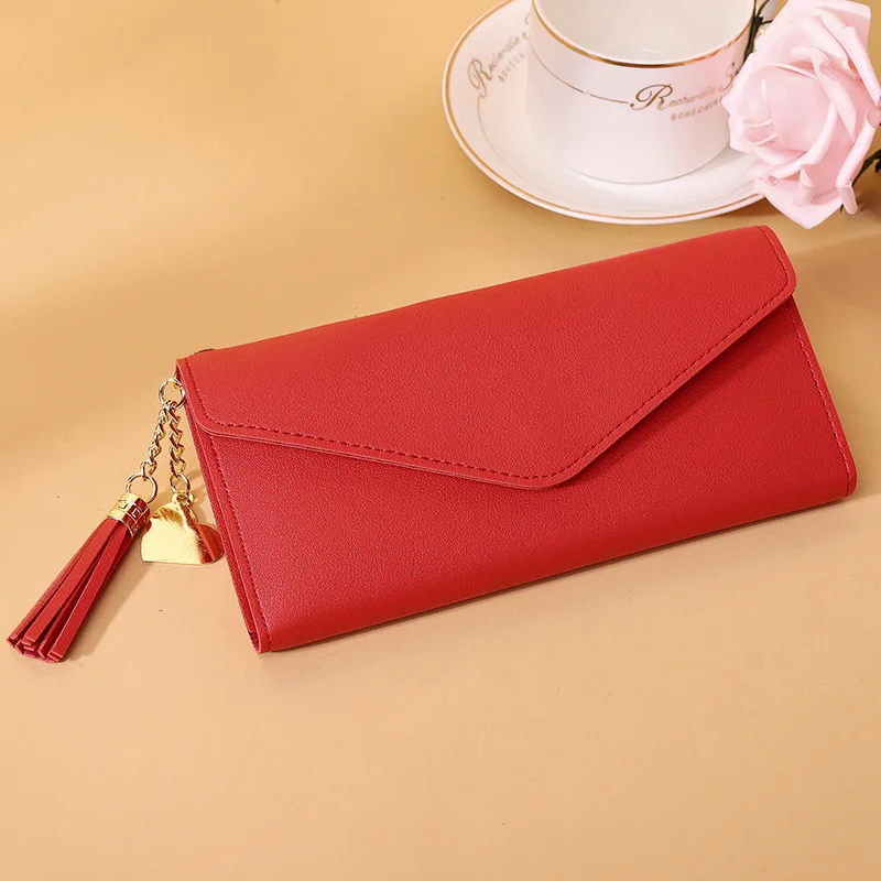 long red Женский мини маленький короткий кошелек для женщин Женский модный кошелек женский тонкий клатч держатель для карт Cartera Mujer Portomonee - Цвет: long red