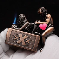 new personality creative couple cigarette cigar lighter mini torch jet lighter unusual windproof metal lighters gift for men