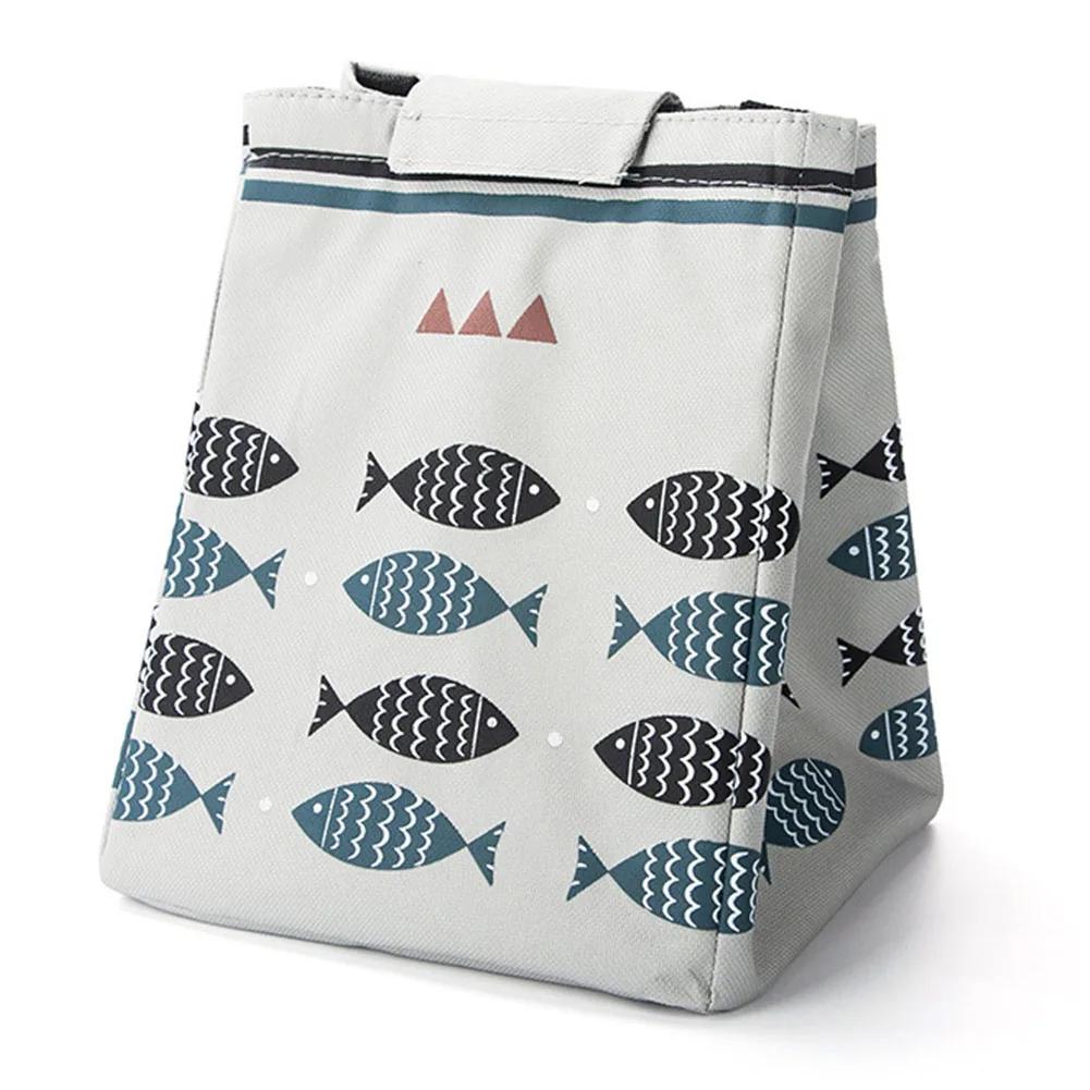Lunch Bag Oxford Cloth Container Handbag Food Pouch Tote Thermal Insulated Little Fish Pattern Storage Portable Large Capacity | Багаж и