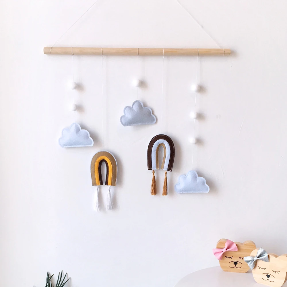 Милые фетровые облака Радуга Настенный декор для детской комнаты детская