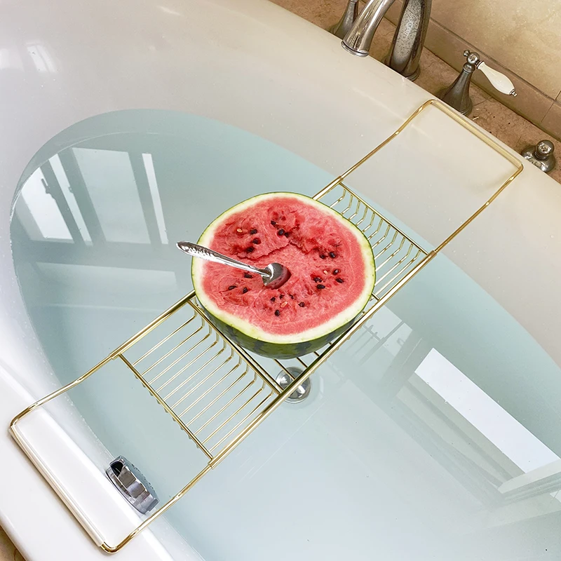 

DIGIFOX bathtub shelf tray scalable gold and silvery metal shelf