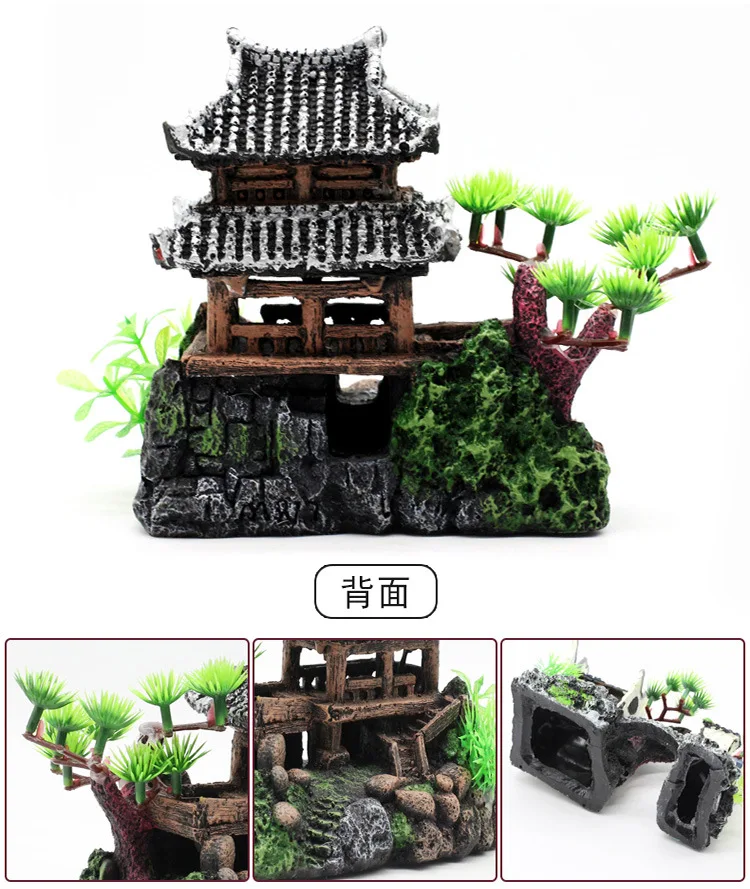Аквариум Ландшафтный rockery Декорации для аквариума Ландшафтный набор rockery house Jiangnan hut в Статуэтки-здания
