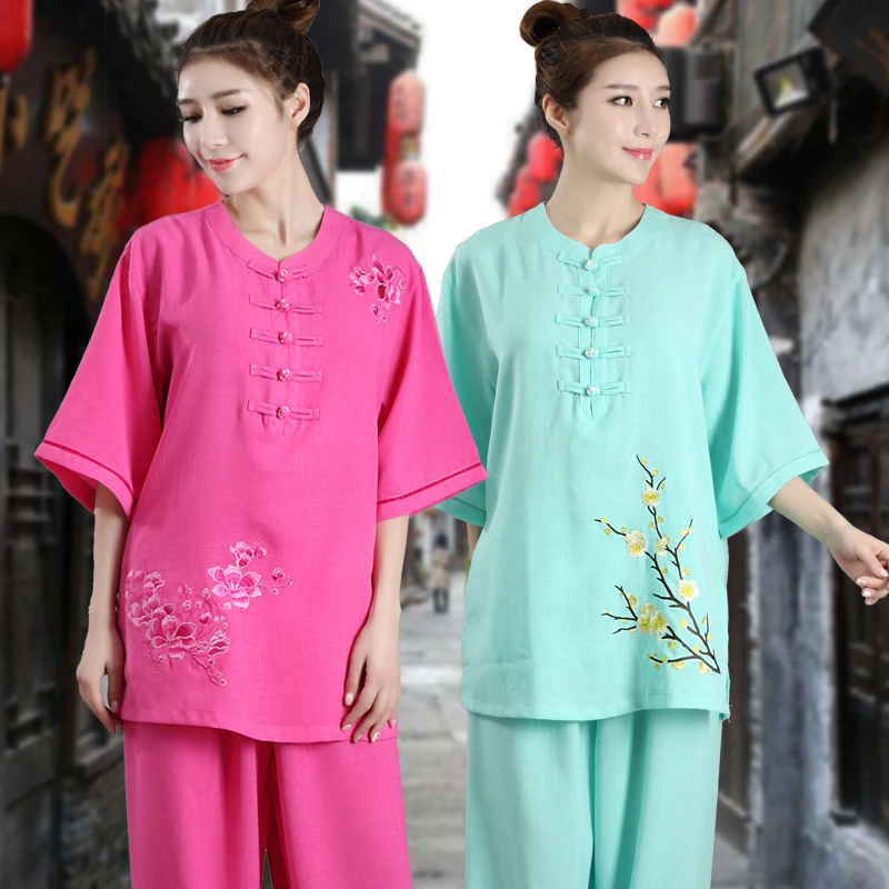 Одежда Wushu для женщин и мужчин униформа боевых искусств с вышивкой кунг-фу летняя