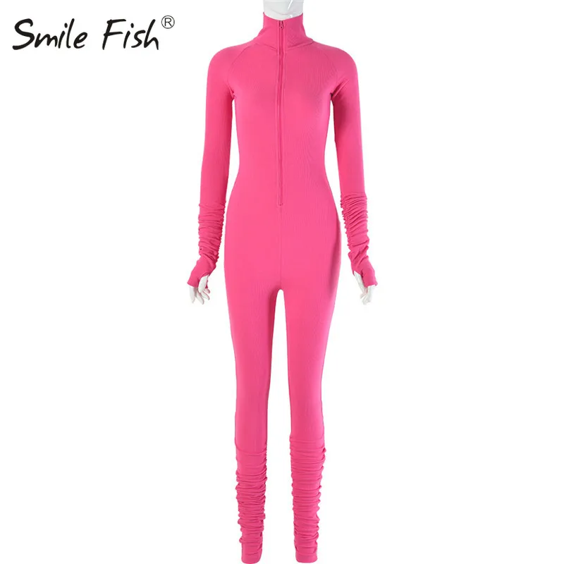 

Sporty Fitness Tracksuits Front Zipper Workout Active Wear Turtleneck Jumpsuit Women Fashion Bodycon Long Sleeve Rompers G1424