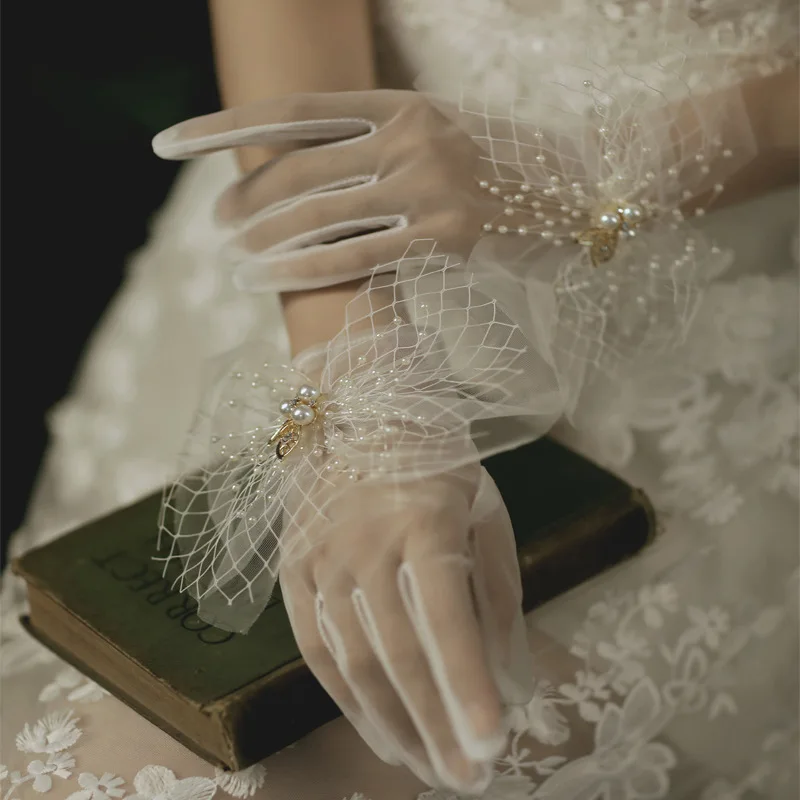 Sexy Sheer Tulle Gloves Ultra Thin Gloves Wrist Home Bridal Wedding Gloves Photo Shooting Accessory Transparent Finger Glove
