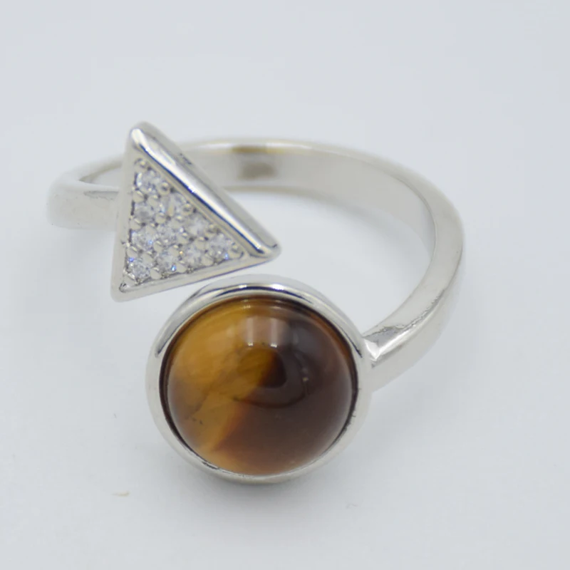 Кольцо с круглыми бусинами из натурального камня регулируемое кольцо