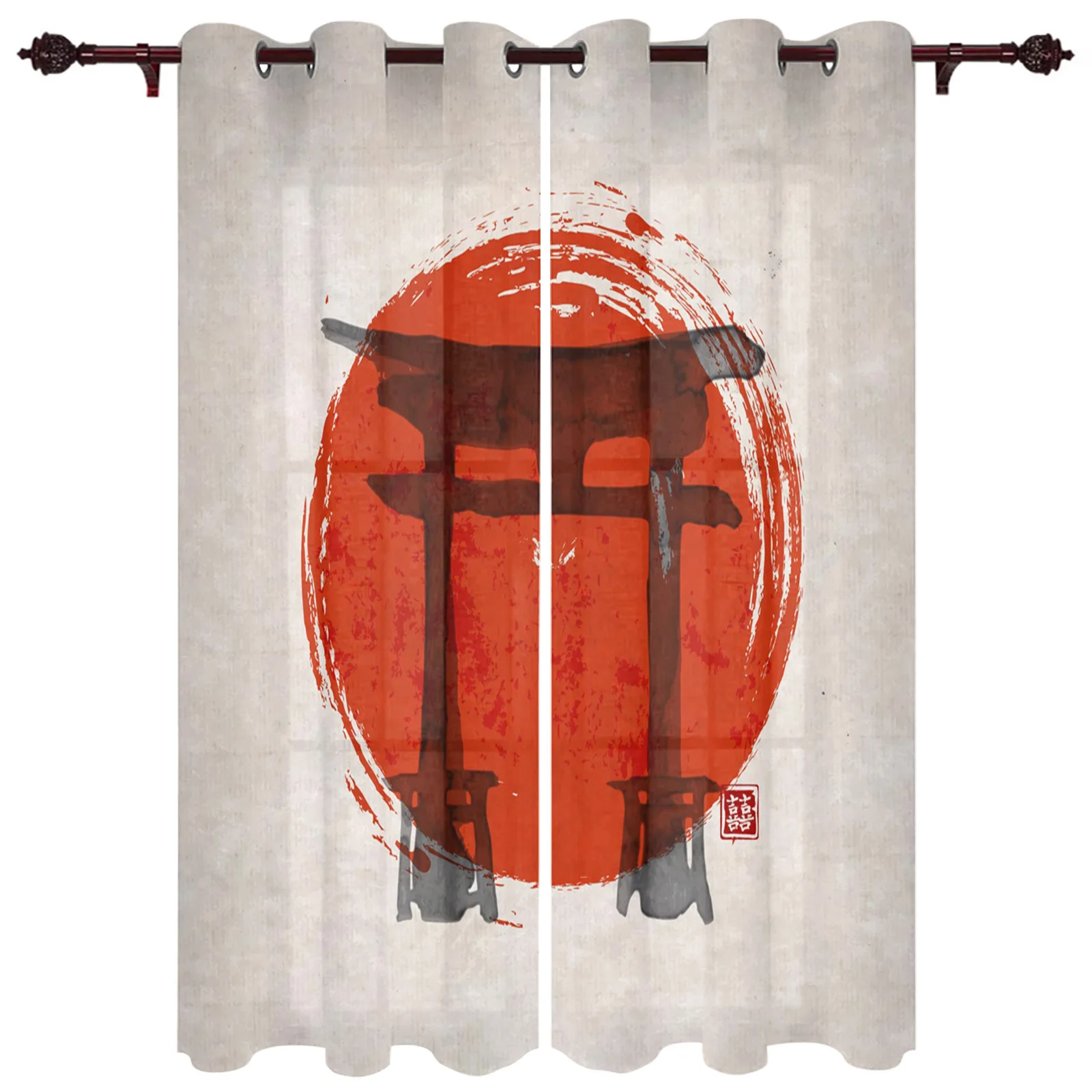 

Японские Ландшафтные акварельные оконные шторы для спальни, домашний декор, кухонные драпировки, рождественские занавески для гостиной