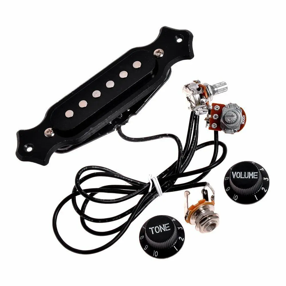 

Pre-wired 6 string Single Coil Soundhole Pickup Harness with Volume &Tone Pots for Electric Guitar