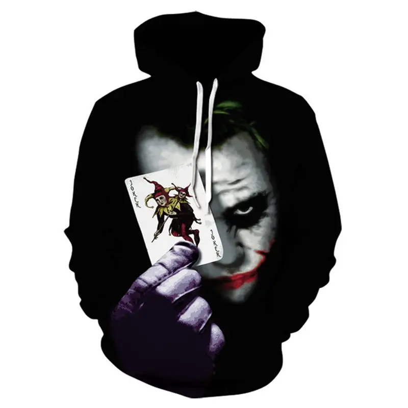 Joker Funny 3D Hoodie Halloween Crazy Smile Pullover Long Sleeve Sweatshirt Fashion Coats Cool Unisex streetwear mens hoodies | Мужская