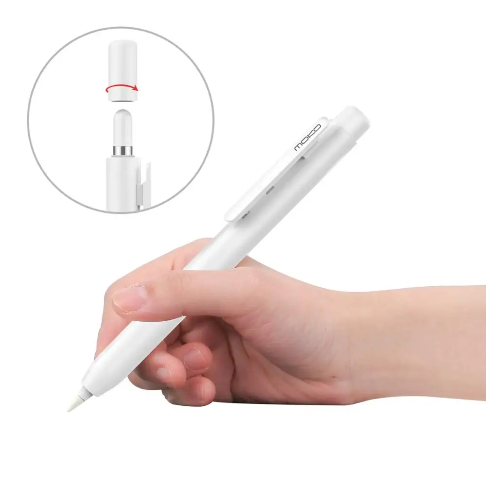 Защитный чехол Moko для Apple Pencil, чехол-держатель со встроенным зажимом, выдвижная защита наконечника, пружинная кнопка, фиксирующая крышка - Цвета: White