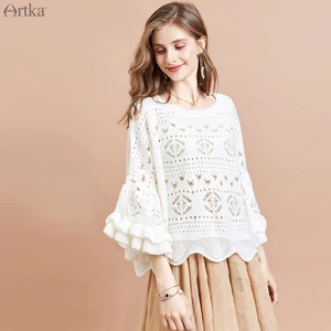 Женский мохеровый свитер ARTKA, вязаный пуловер с расклешенными рукавами, теплый шерстяной свитер, весна 2020