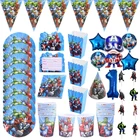 Дизайн Мстителей, украшения для дня рождения мальчиков, воздушный шар, одноразовая посуда для детского душа