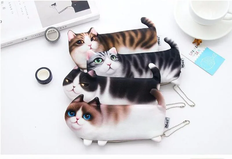 Школьный офисный карандаш, чехлы Kawaii, милый кот, мультяшная коробка для ручки, сумка, школьные принадлежности, канцелярские принадлежности, сумка для хранения 05169