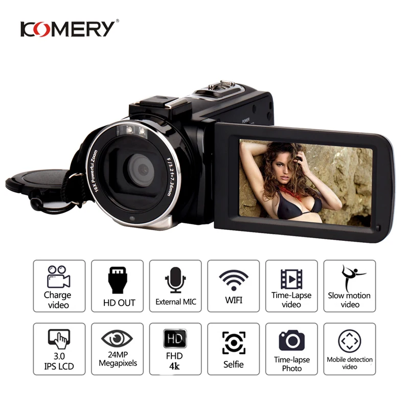 3 компонентная видеокамера KOMERY 4K Wi Fi камера ночного видения потоковое видео для