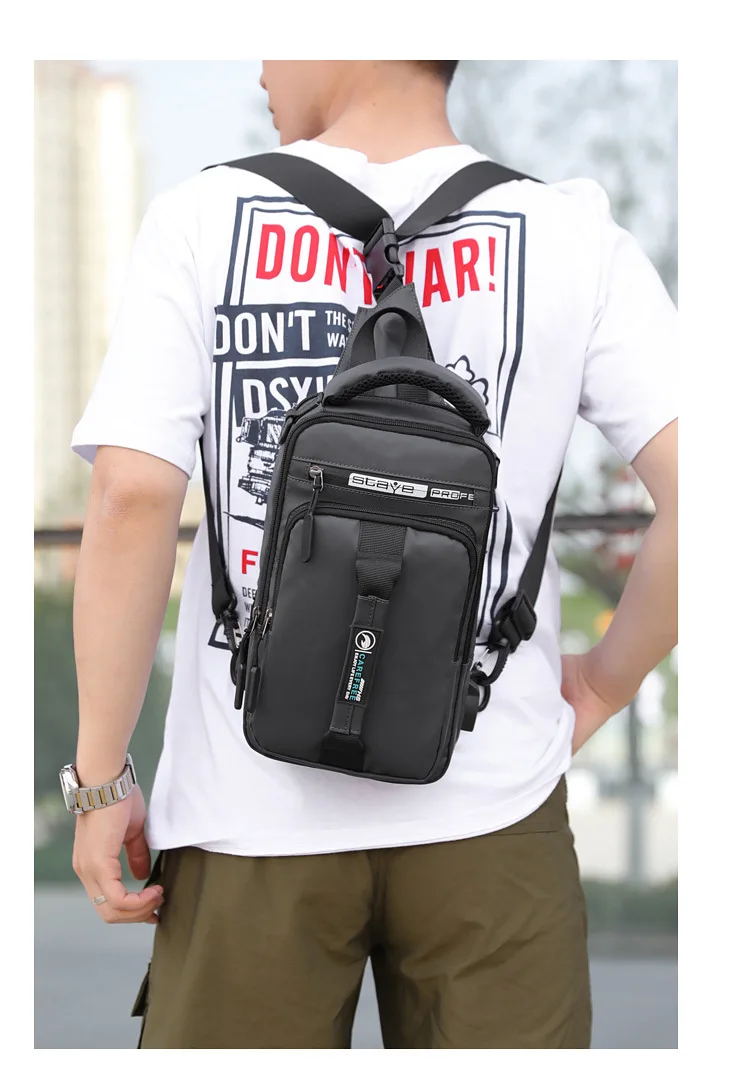 OZUKO New Multifunction Crossbody Bag for Men Chest Pack Sling&Double Shoulder Bag Male Waterproof Short Trip Messenger Bag
