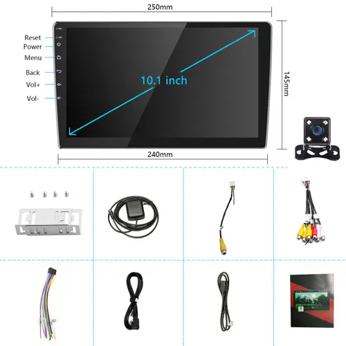 Podofo 2din Автомагнитола 10," дюймов Android8.0 Система Авто Стерео 2.5D экран Bluetooth wifi gps четырехъядерный 1+ 16 ГРОМ для Универсальный - Цвет: 10.1  4LED Camera