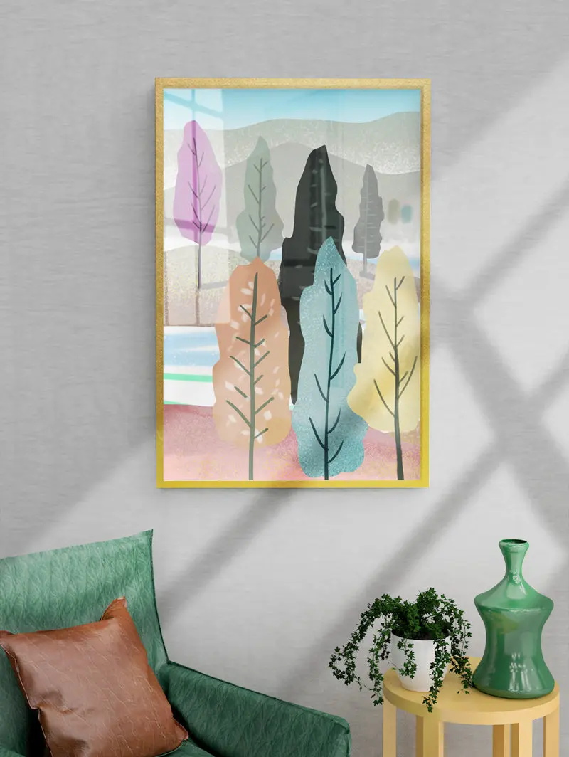 

Abstract Landscape Canvas Painting Colorful Tree Lake Wall Art Poster Scandinavian Decorative Picture for Living Room Home Decor