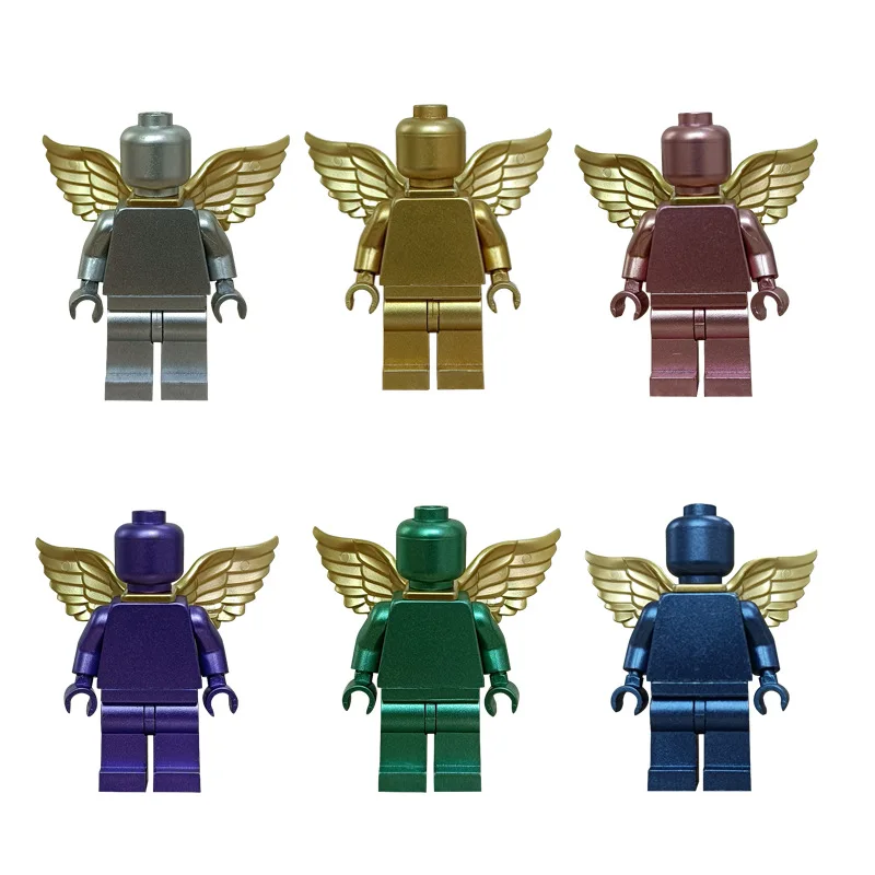

Metallic Color Block Figures Gold Silver Plated Bricks Blocks Red Purple Gold Purple Rose Red Photoframe Block Figure With Wings