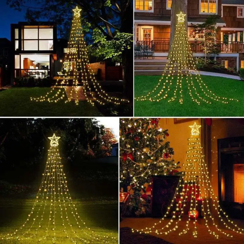

New Year Decoration 9 Trailing Waterfall Meteor String Lights Outdoor Garden Wedding Holiday Fairy Lights Solar LED Star Lights