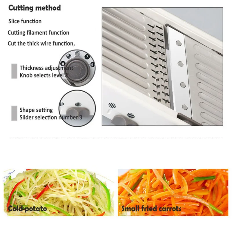 20 Types Adjustable Mandoline Slicer Stainless Steel Manual Cutter Vegetable Grater Fruit Waffle Kitchen Potato | Дом и сад