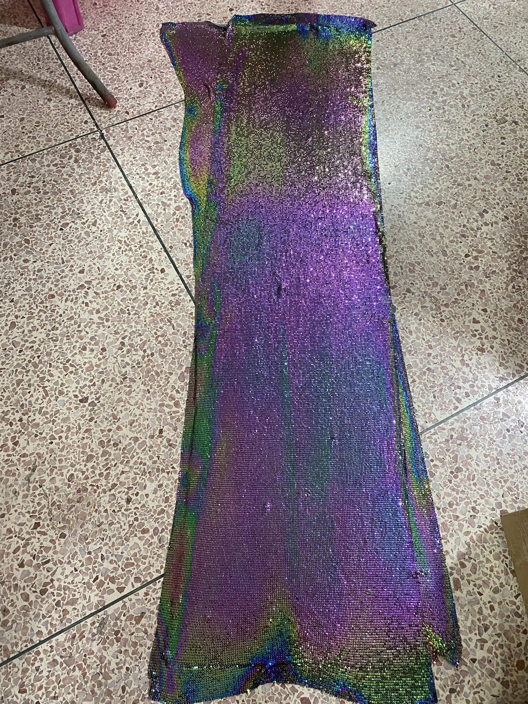 150*45 см Переливающаяся фиолетовая металлическая сетка металлик ткань