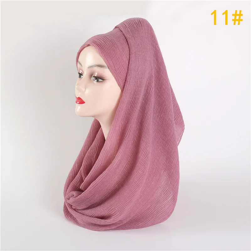 Модный плиссированный Макси-хиджаб со стразами элегантный платок простой