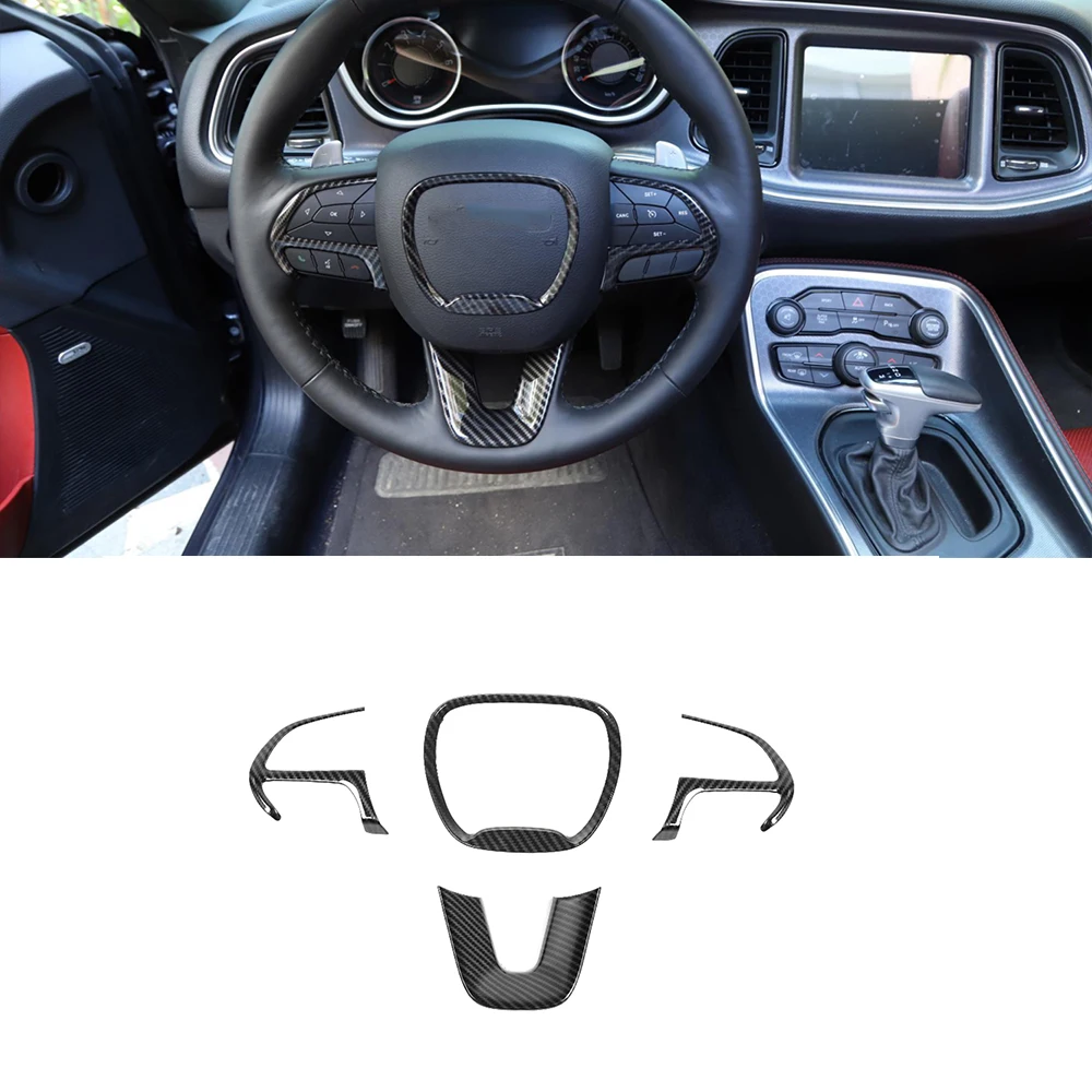 

Car Steering Wheel Trim Decoration Cover Suits Kit for Dodge Challenger Charger 2015-2021 Durango 2014-2021 Interior Accessories