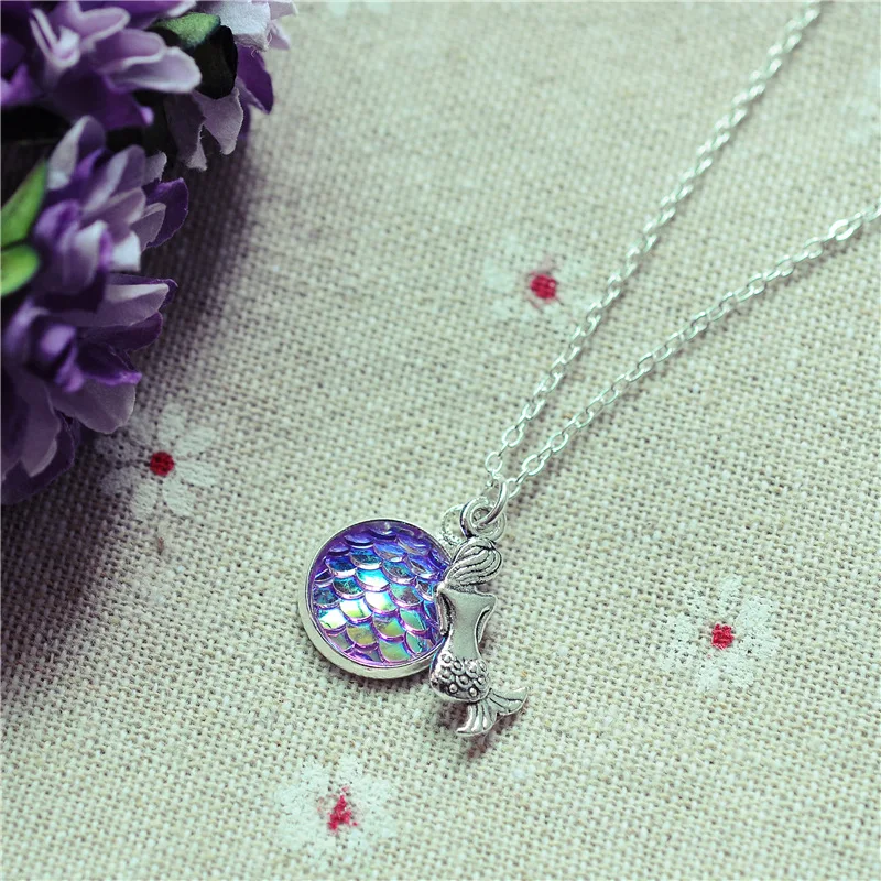 

Boho 925 Silver Plant New Trendy Colour Fish Scales Pendant Necklace for Women Fashion Alloy Resin Bulk Items Wholesale