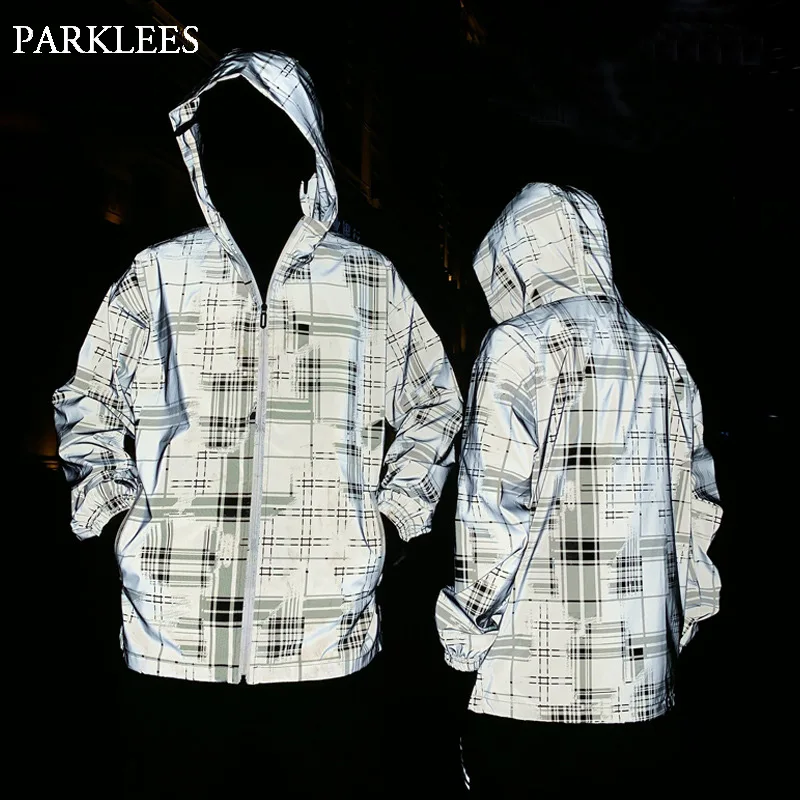 Клетчатая Светоотражающая куртка для мужчин и женщин брендовая новая мужская с