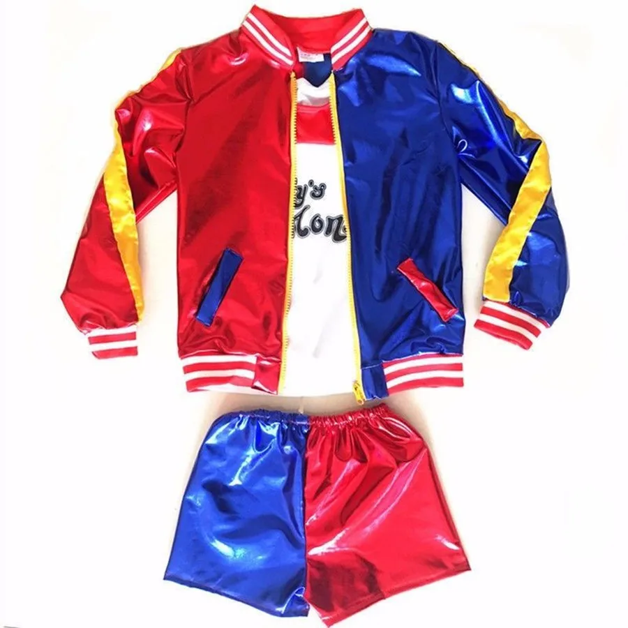 Детские костюмы для косплея Харли самоубийц куртка с монстром брюки Квинн