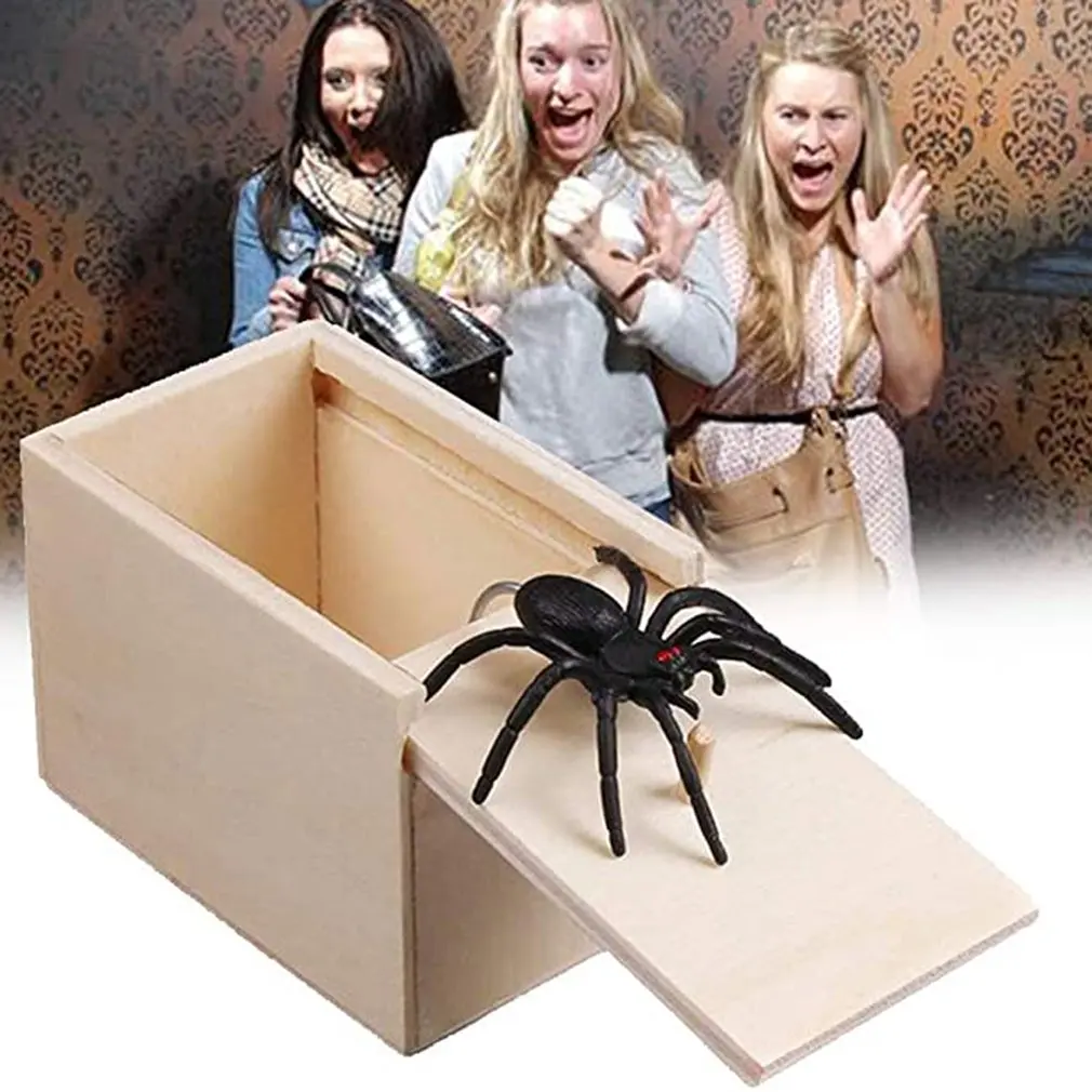 

NEW Funny Scare Box Wooden Prank Spider Hidden in Case Great Quality Prank-Wooden Scarebox Interesting Play Trick Joke Toys Gift