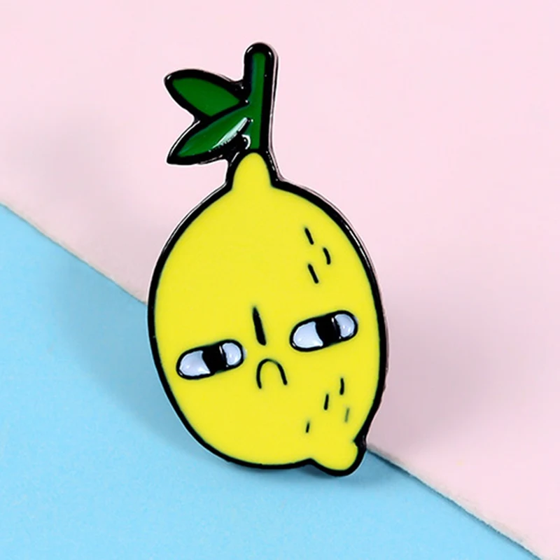 Envious лимон Эмаль Булавка милый мультфильм несчастный желтый фрукты ювелирные