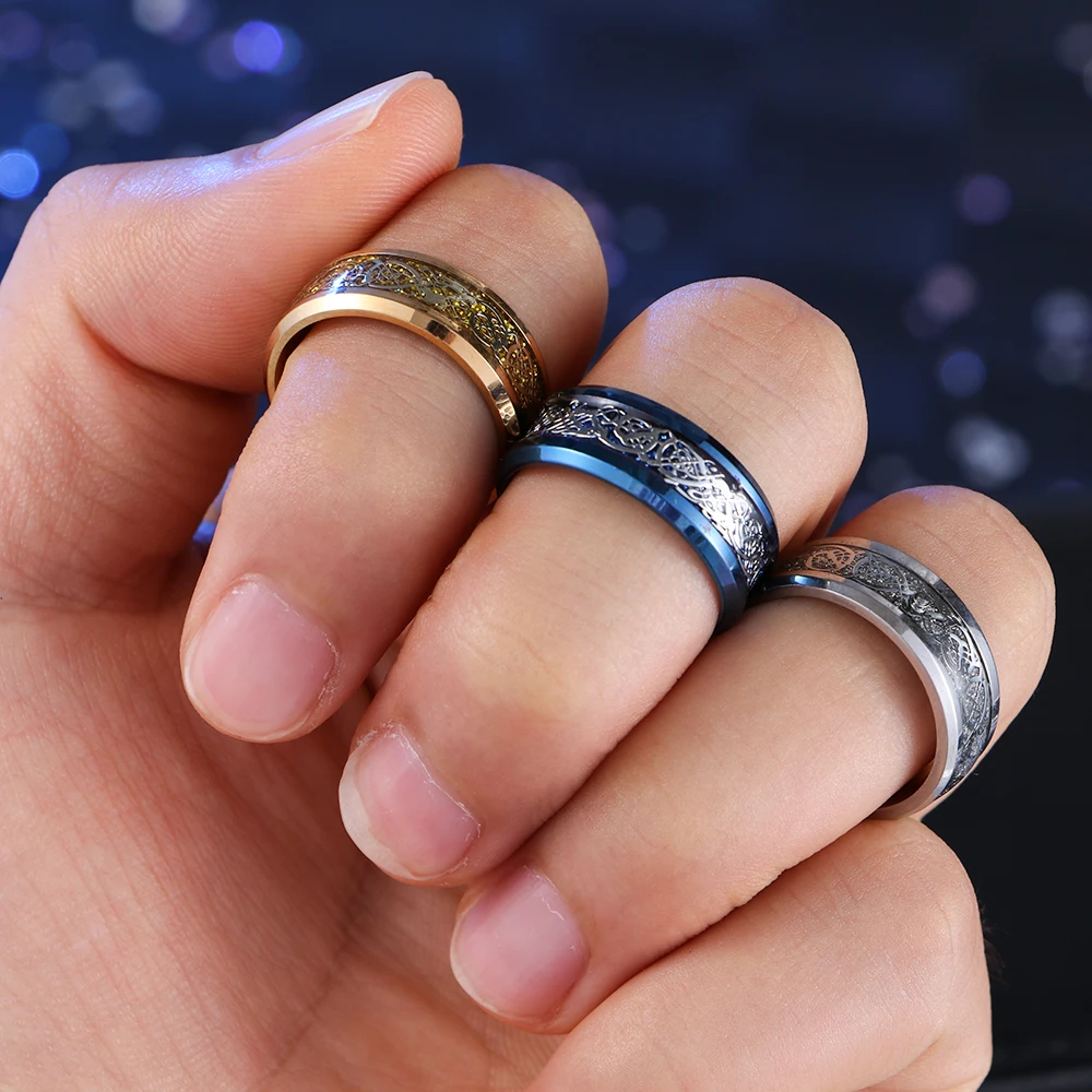 Мужское кольцо из карбида дракона 8 мм на свадьбу 2020|Кольца| |