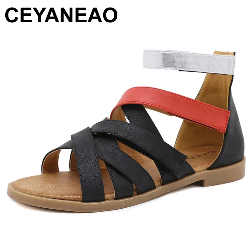 

Женские большие сандалии ceyaneao2022, новые летние женские сандалии на каблуке в европейском и американском стиле, модные удобные женские санда...