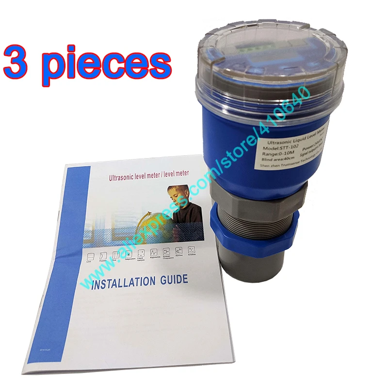 

High Accuracy Ultrasound Liquid or Materail Level Meter LED Display Ultrasound Sensor 10m Range 24V 4 to 20mA Output Non-contact