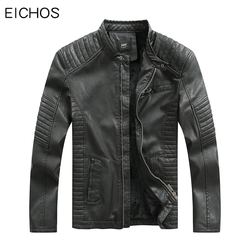 Мужские кожаные куртки новая модная повседневная мотоциклетная куртка из