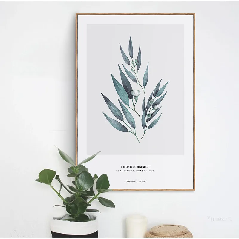 Эвкалипт принт зелени Wall Art зеленые листья плакат Современный минималистское