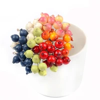 200pcs mini plastic pomegranate berries fake fruit small artificial pearl flower stamens cherry wedding christmas decorated