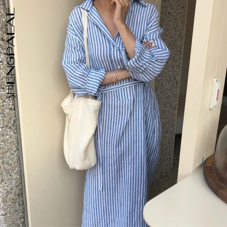 SHENGPALAE весеннее Полосатое синее 2020 Новое корейское модное свободное повседневное